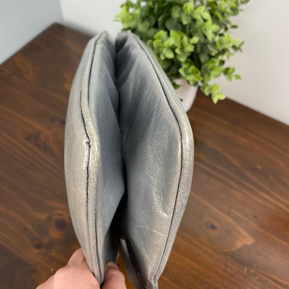 Neiman Marcus Vintage Gray Leather Hand Bag Formal - Picture 7 of 13